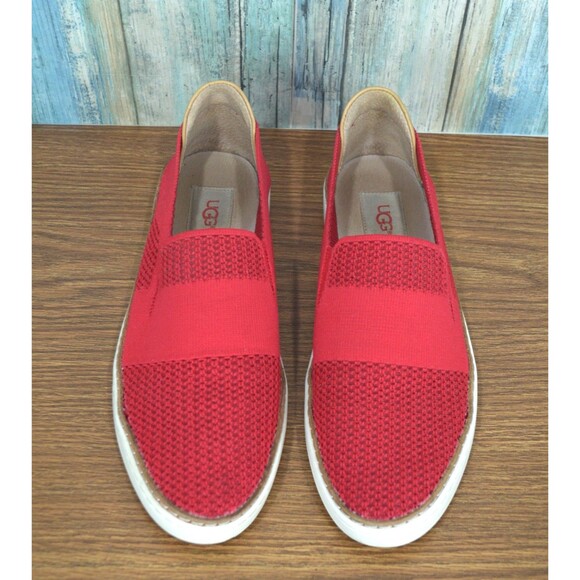 UGG Sammy Chevron Sneakers Women's 9 Red Slip On Knit Walking Shoes 1016758 - Picture 3 of 11